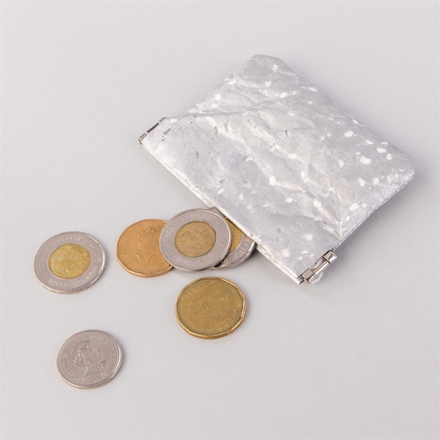 Portemonnaie en tyvek, modèle flocon, argent et blanc Portemonnaie en tyvek, modèle flocon, argent et blanc