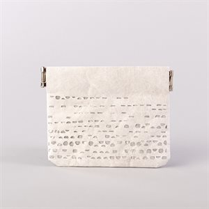 Portemonnaie en tyvek, modèle demi-lune, blanc et argent