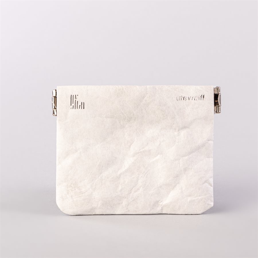 Portemonnaie en tyvek, modèle demi-lune, blanc et argent Portemonnaie en tyvek, modèle demi-lune, blanc et argent