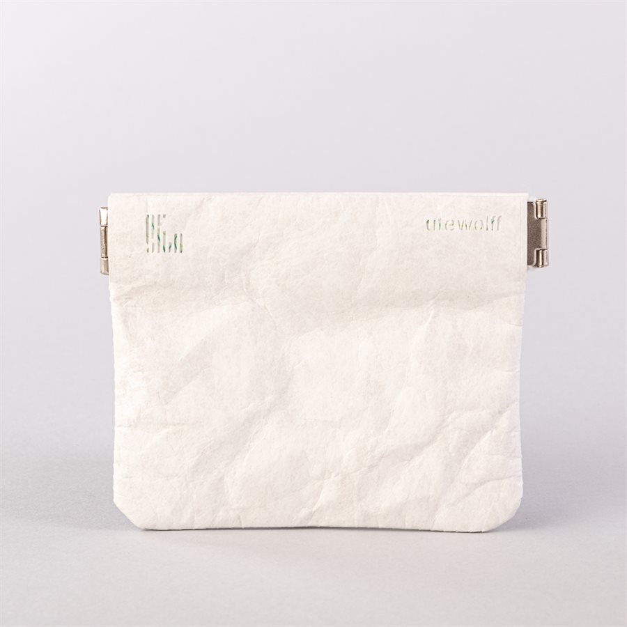 Portemonnaie en tyvek, modèle demi-lune, blanc et vert Portemonnaie en tyvek, modèle demi-lune, blanc et vert