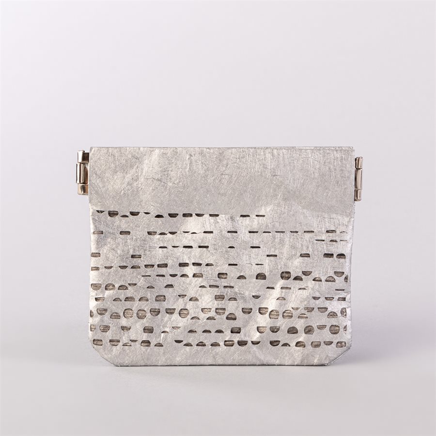 Portemonnaie en tyvek, modèle demi-lune, argent et gris