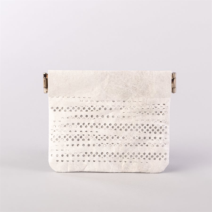Portemonnaie en tyvek, modèle pointillé, blanc et argent Portemonnaie en tyvek, modèle pointillé, blanc et argent