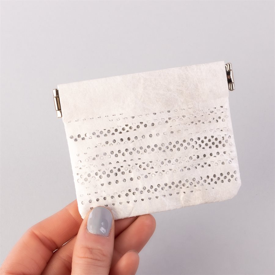 Portemonnaie en tyvek, modèle pointillé, blanc et argent Portemonnaie en tyvek, modèle pointillé, blanc et argent