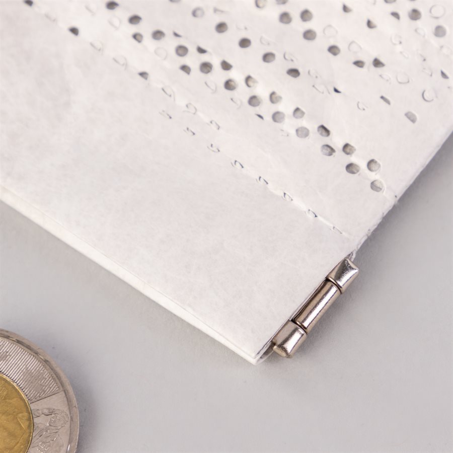 Portemonnaie en tyvek, modèle pointillé, blanc et argent Portemonnaie en tyvek, modèle pointillé, blanc et argent