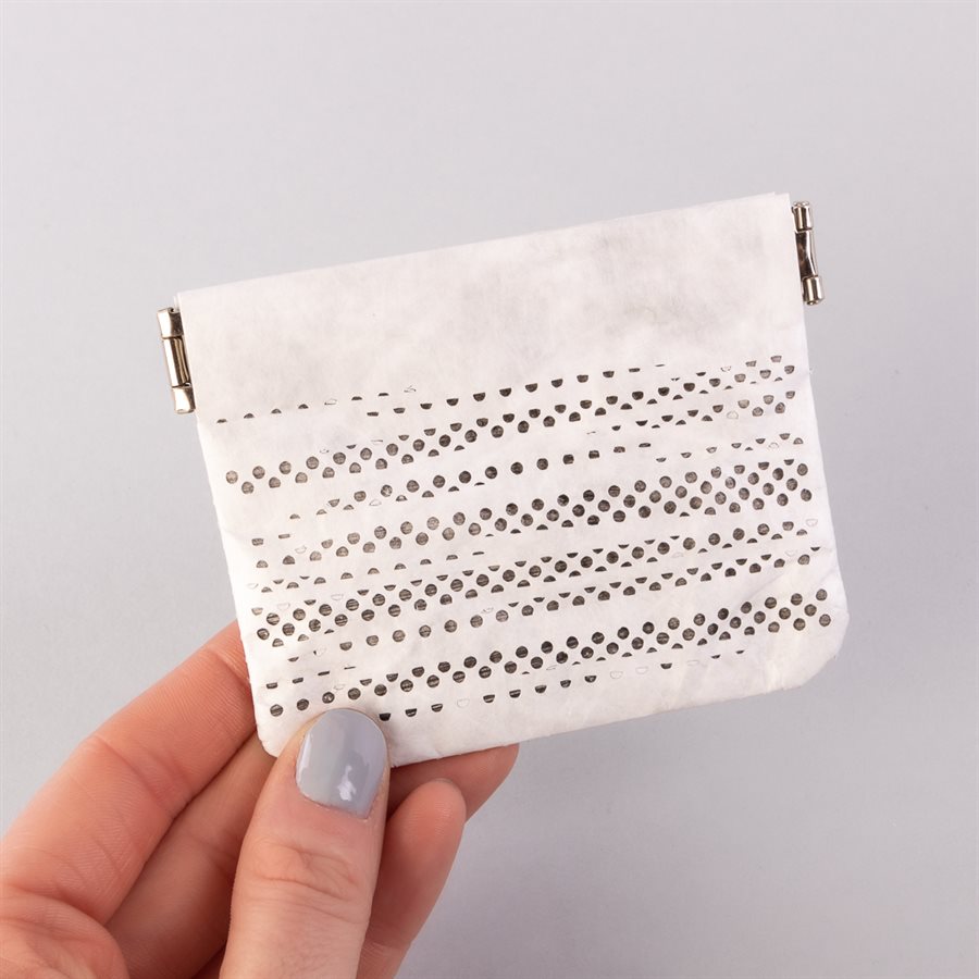 Portemonnaie en tyvek, modèle pointillé, blanc et gris Portemonnaie en tyvek, modèle pointillé, blanc et gris