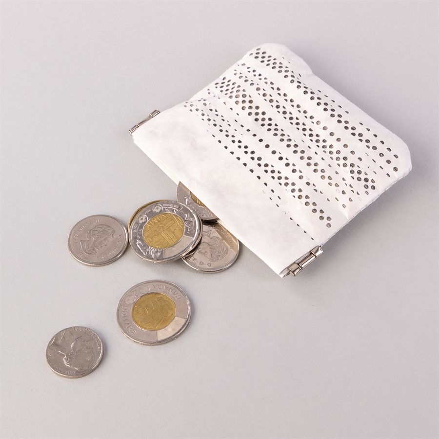 Portemonnaie en tyvek, modèle pointillé, blanc et gris Portemonnaie en tyvek, modèle pointillé, blanc et gris