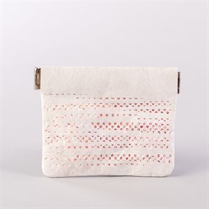 Portemonnaie en tyvek, modèle pointillé, blanc et rose