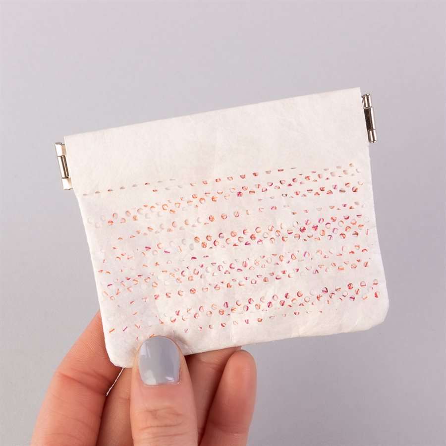 Portemonnaie en tyvek, modèle pointillé, blanc et rose Portemonnaie en tyvek, modèle pointillé, blanc et rose