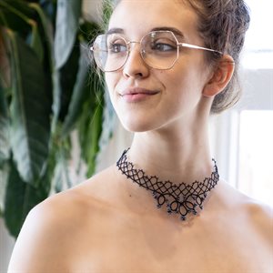 Lace choker necklace, black Royale model
