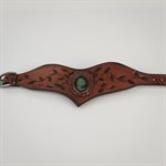Bracelet en cuir repoussé feuillage avec pierre incrusté - Brun auburn Bracelet en cuir repoussé feuillage avec pierre incrusté  - Brun auburn