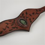 Bracelet en cuir repoussé feuillage avec pierre incrusté - Brun auburn